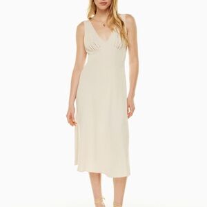 Wilfred Aritzia Cream Satin Slip Dress Lace Trim V-Neck Minimalist